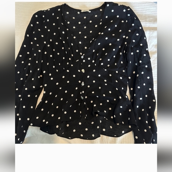 Wilfred New Prairie Blouse Polka-dotted, button-front blouse - Size Small - Picture 5 of 6